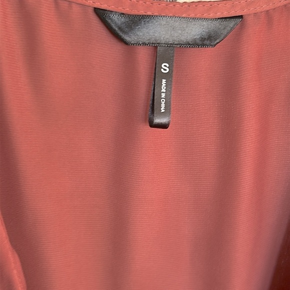 Terracotta Ruffle Top Dark Pink Blouse Size Small Tie Ruffle - Picture 2 of 5